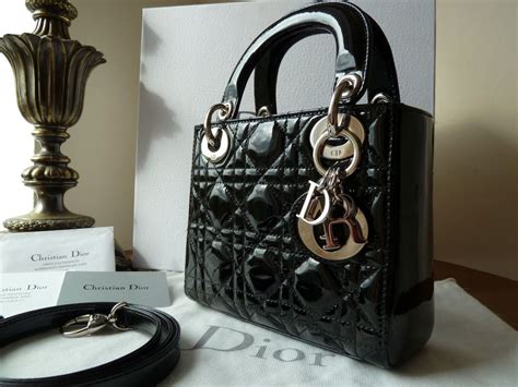 lady dior black patent silver hardware|lady dior designer bag.